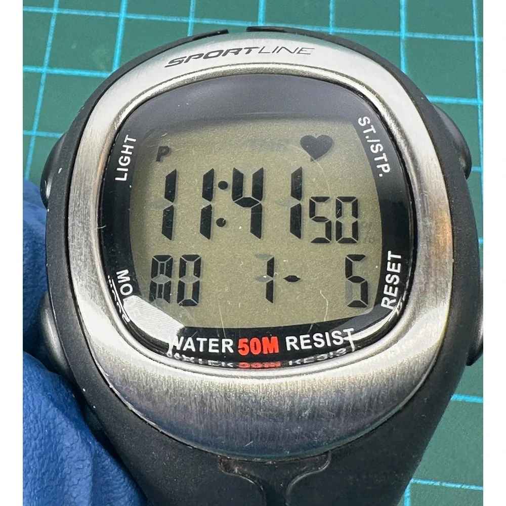 Sportline 4964 Heart Rate Monitor Watch Black 50M Water Resist NEW BATTERY